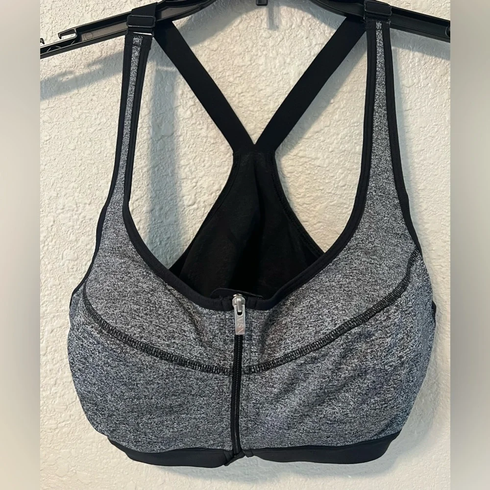 Victoria's Secret Sport Gray & Black Front Zip Sports Bra with Underwire